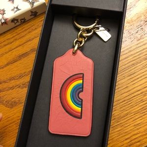 Coach Pink Rainbow Tag Keychain